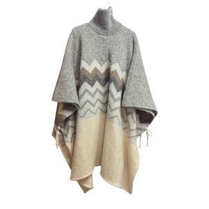 Hilda Ltd 100% Wool Poncho Made In Iceland Up To 4XL Natural Colors
